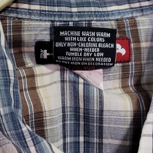 Hawk Men's Embroidered Western Plaid Long Sleeve Snap Button Down Shirt Large - Picture 6 of 6